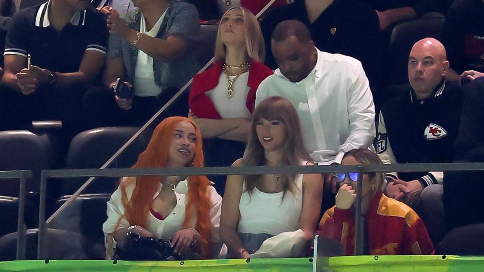 PHOTO: Ice Spice, Ashley Avignone, and Taylor Swift attend the Super Bowl LIX, Feb. 9, 2025 in New Orleans.