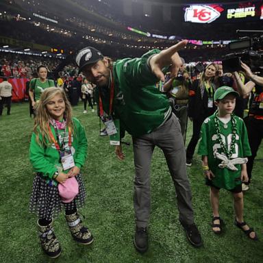 PHOTO: Actor Bradley Cooper and daughter Lea De Seine before the start of Super Bowl LIX in New Orleans, Feb. 9, 2025.