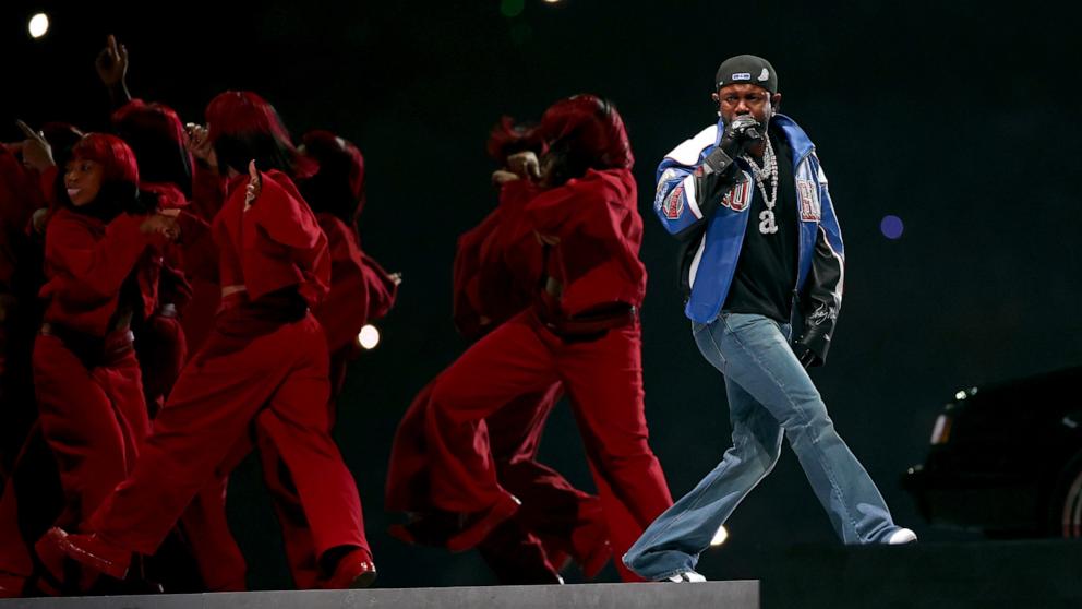 PHOTO: Kendrick Lamar performs during the Super Bowl LIX Halftime Show, Feb. 9, 2025 in New Orleans.