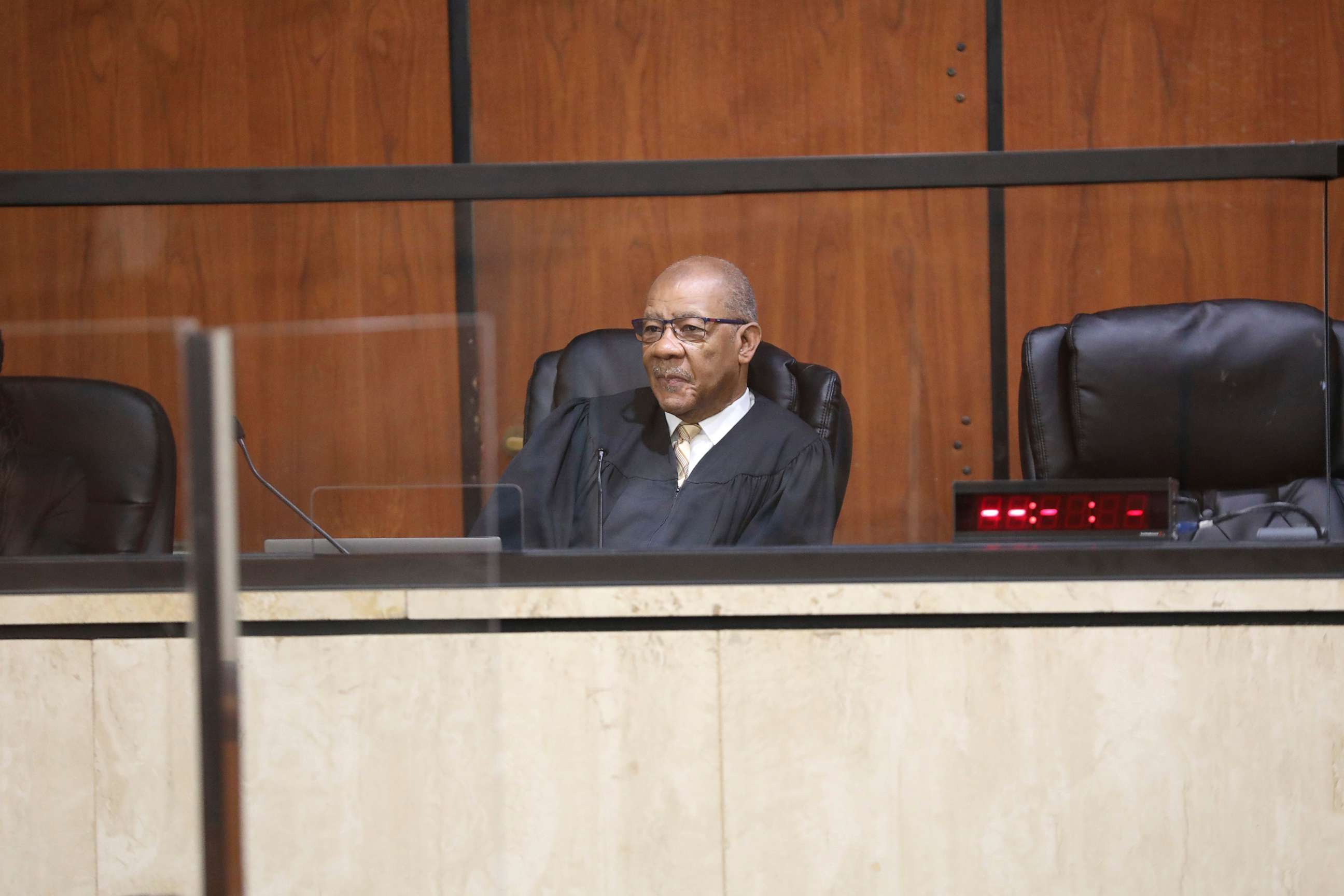 PHOTO: Circuit Judge Clifton Newman hears arguments on whether he should halt enforcement of South Carolina's new law banning abortion when cardiac activity is detected during a hearing, May 26, 2023, in Columbia, S.C.