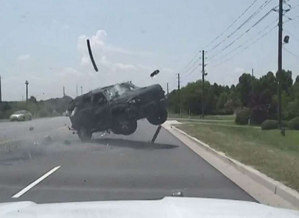 Brittany Jeffords' car flips over while fleeing police in Florence, S.C., on Friday, July 12, 2018.