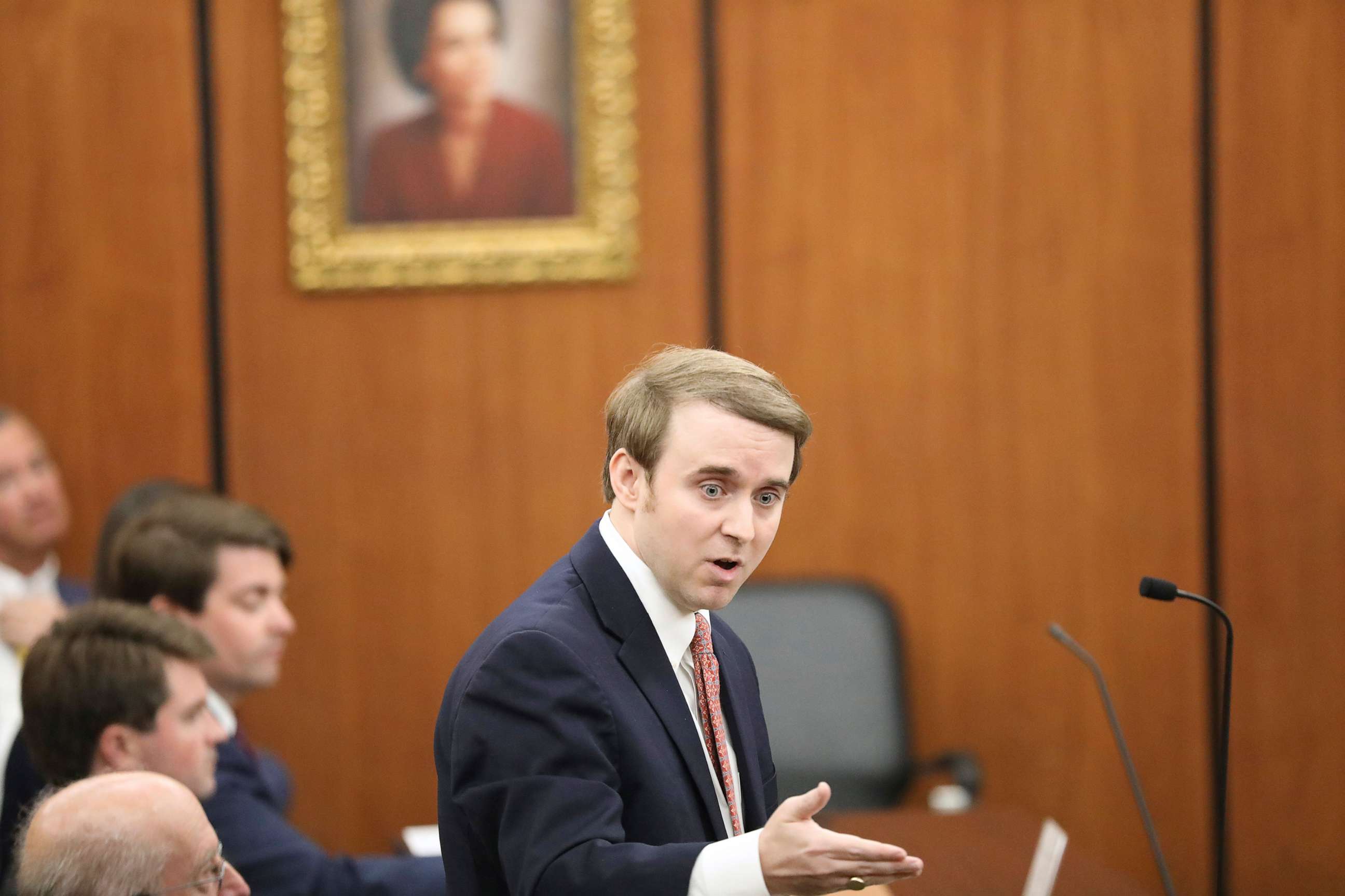 PHOTO: South Carolina Assistant Attorney General Thomas Hydrick argues that a judge should not halt enforcement of the state's new law banning abortion when cardiac activity is detected during a hearing, May 26, 2023, in Columbia, S.C.