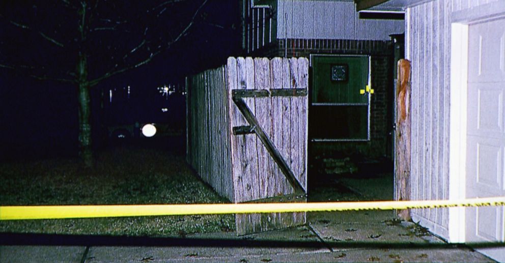 PHOTO: On Jan. 11, 1999, David Temple says he came home to what looked like a home invasion. The gate was open and a window on the door had been broken. 