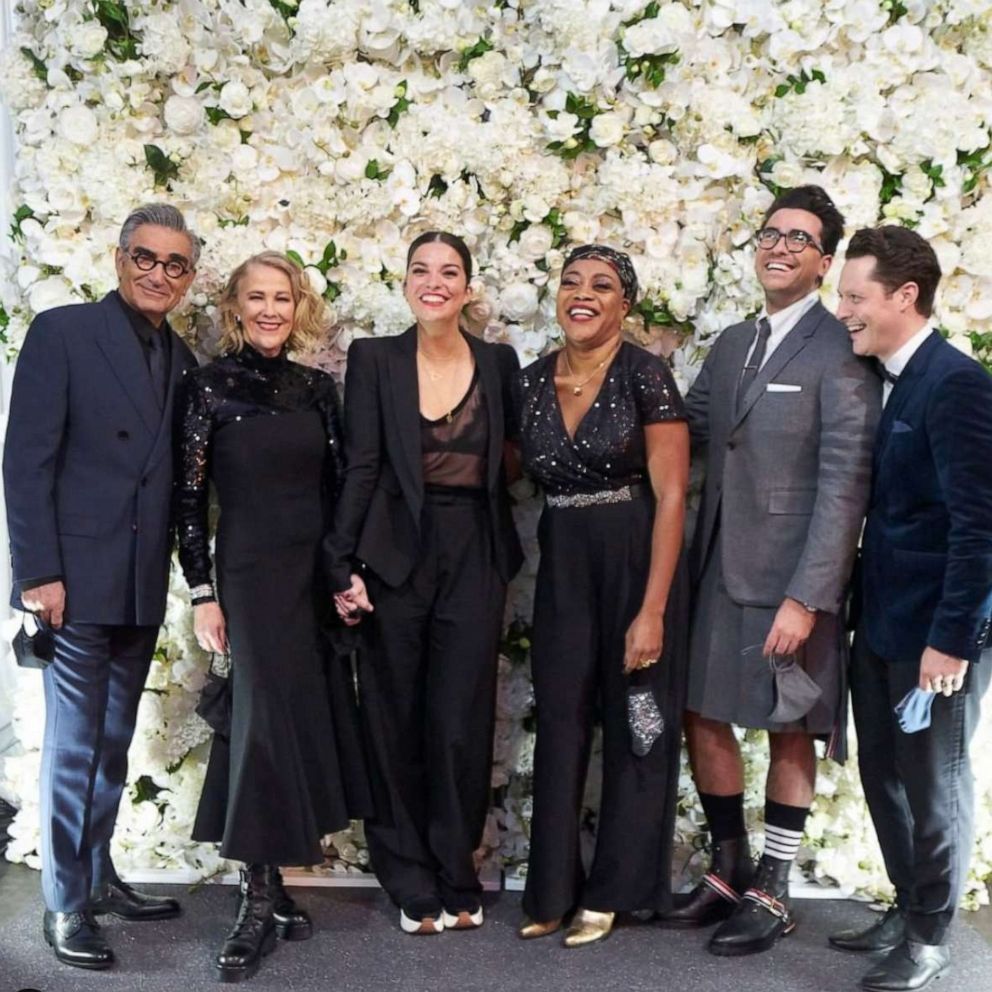 PHOTO: In this image posted to the Schitt's Creek Instagram page, the cast pose before the 72nd Emmy Awards, Sept. 20, 2020.