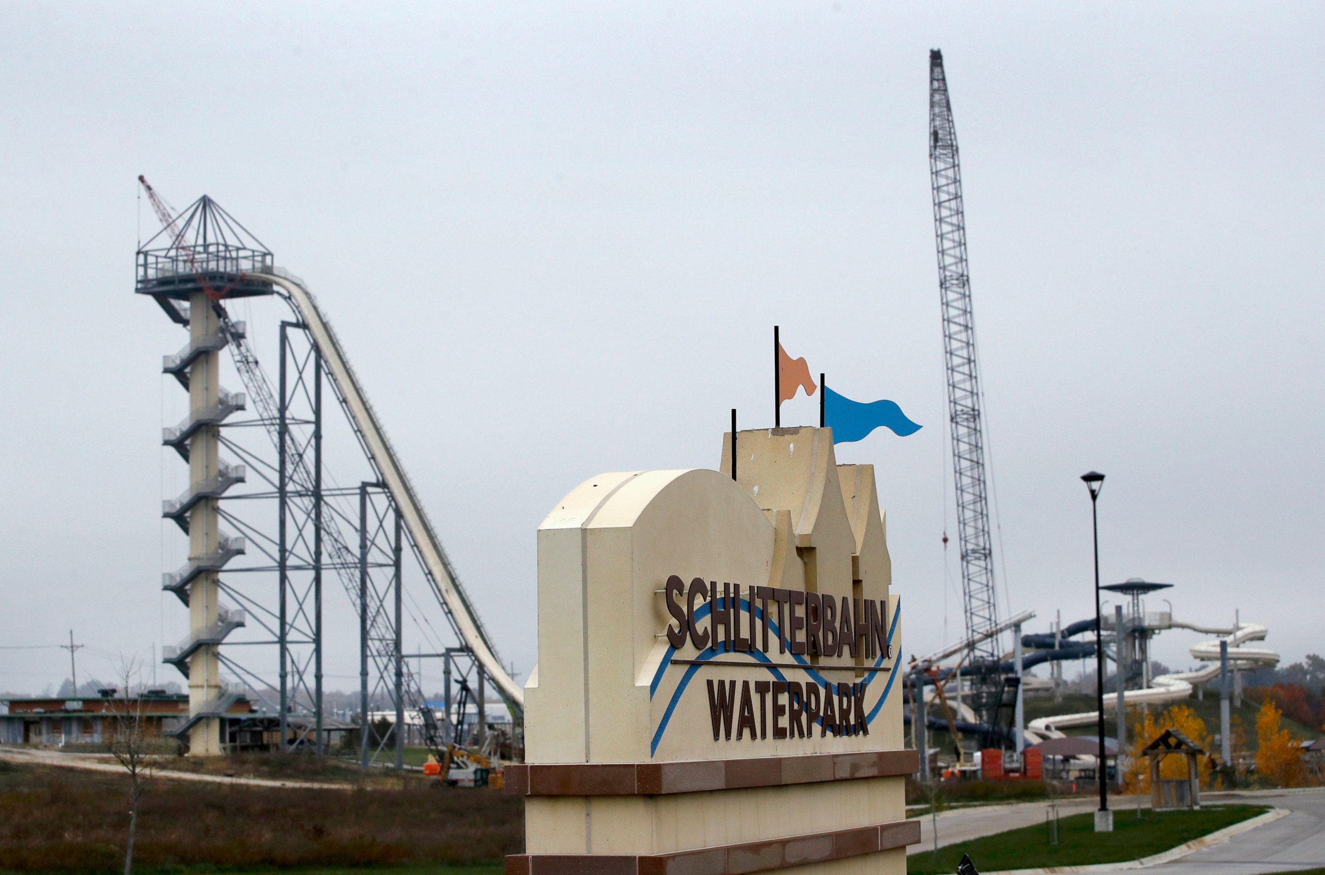 PHOTO: In this Oct. 30, 2018, file photo, crews dismantle the Verruckt waterslide at the Schlitterbahn water park in Kansas City, Kan.