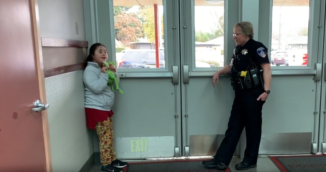 PHOTO: A teacher captured the heartwarming moment a school resource officer soothed a young student with a song at Herbert Slater Middle School in Santa Rosa, Calif.
