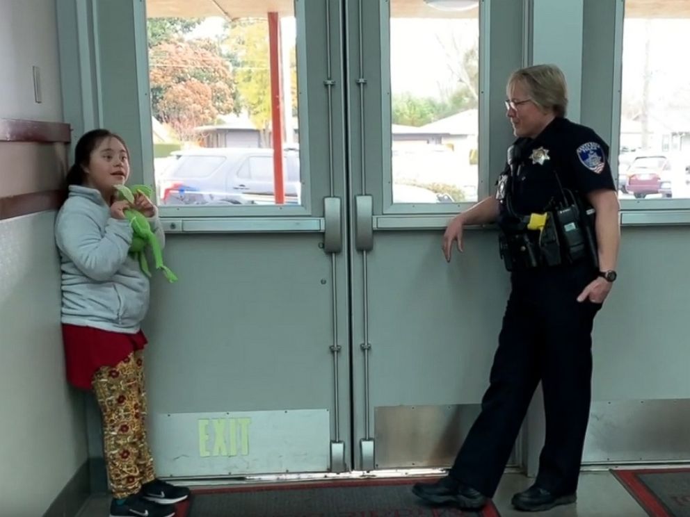 PHOTO: A teacher captured the heartwarming moment a school resource officer soothed a young student with a song at Herbert Slater Middle School in Santa Rosa, Calif.