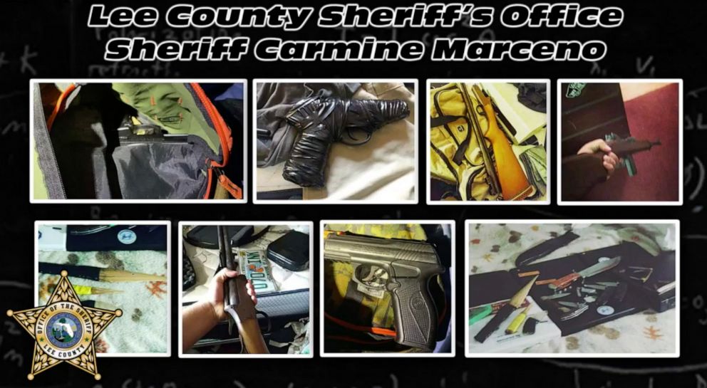 PHOTO:  The Lee County Sheriff's Office shared photos of weapons investigators allegedly found at the homes of two Florida teenagers being charged with conspiracy to commit a mass shooting.