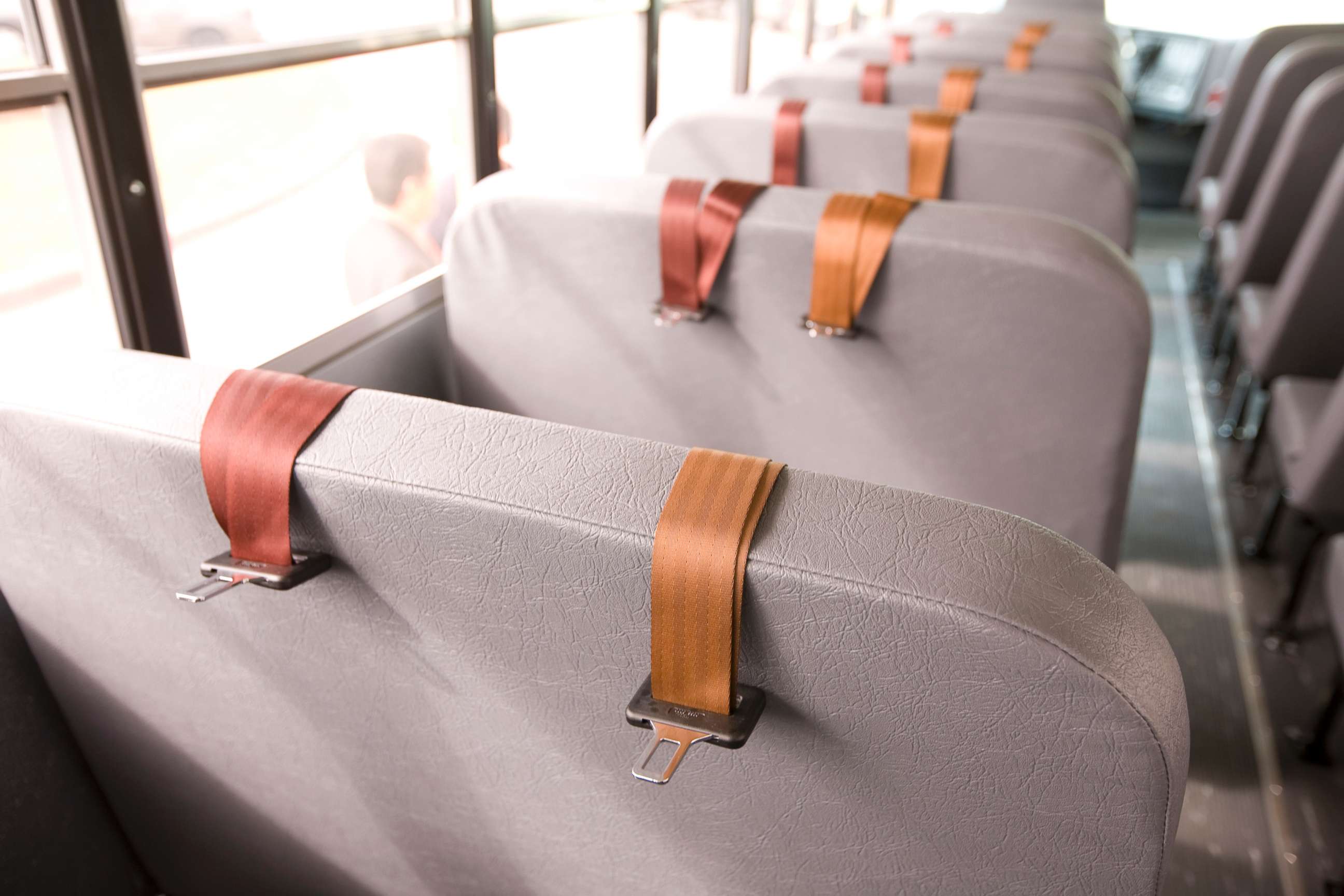 PHOTO: Seat belts are pictured on an Austin Independent School District hybrid school bus in Texas, Nov. 7, 2007.