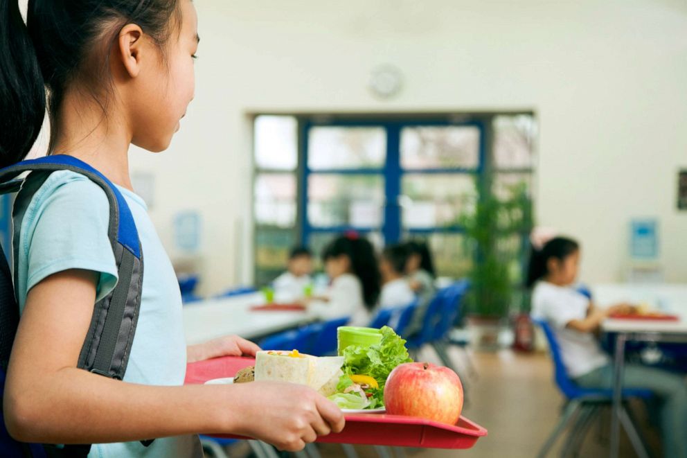 PHOTO: A young girl walks in a cafeteria in this stock photo.
