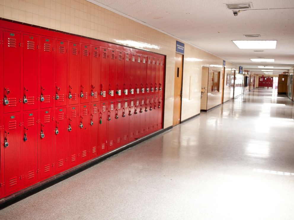 PHOTO: A high school hallway with lockers is pictured in this undated stock photo.