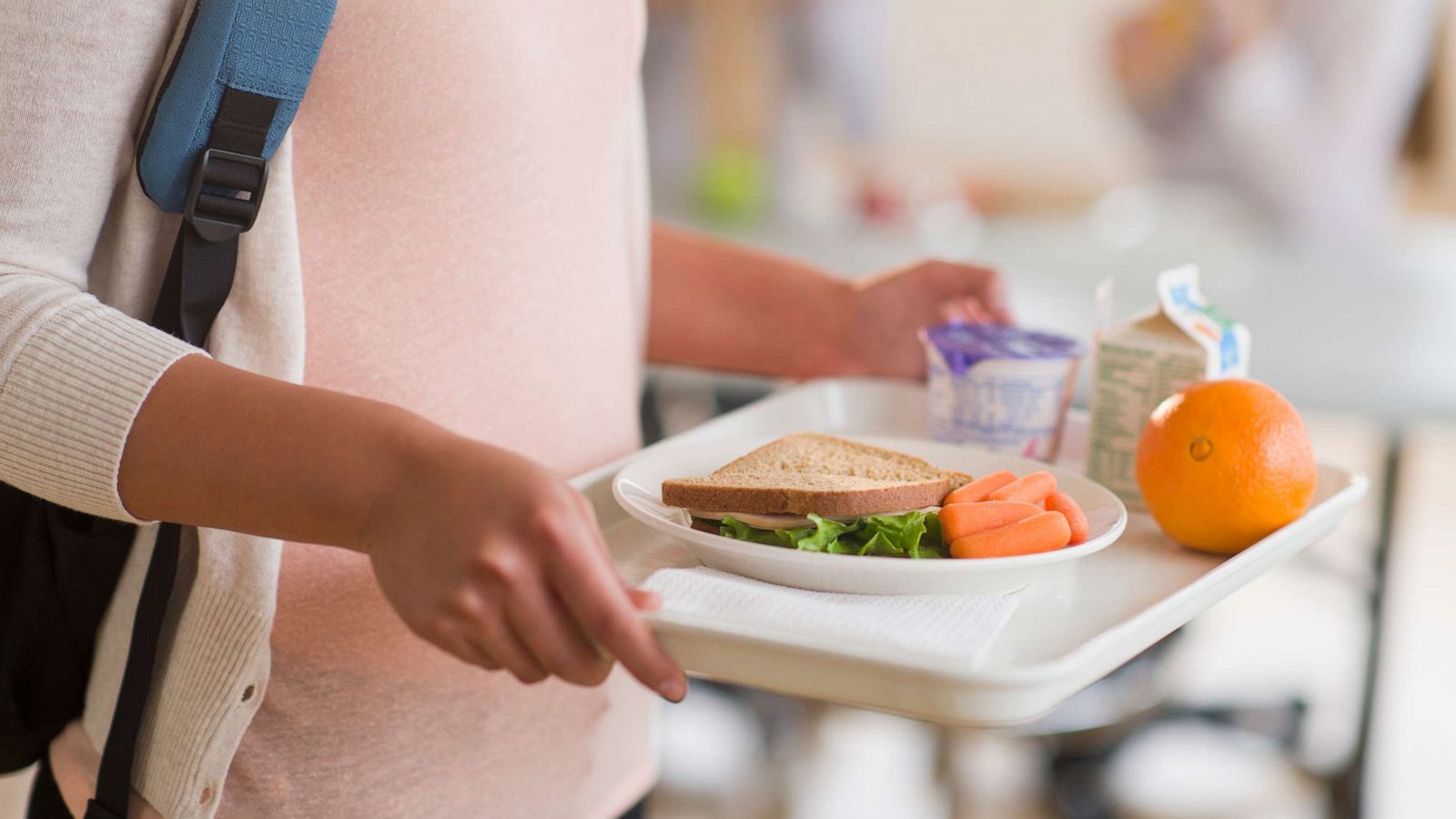 PHOTO: A student carries a lunch tray in this undated stock photo.