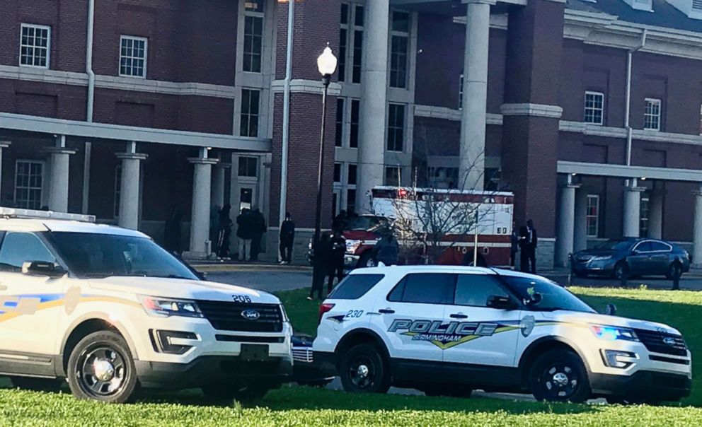 PHOTO: Authorities on the scene where a shooting occurred at Huffman High School, March 7, 2018, in Birmingham, Ala.