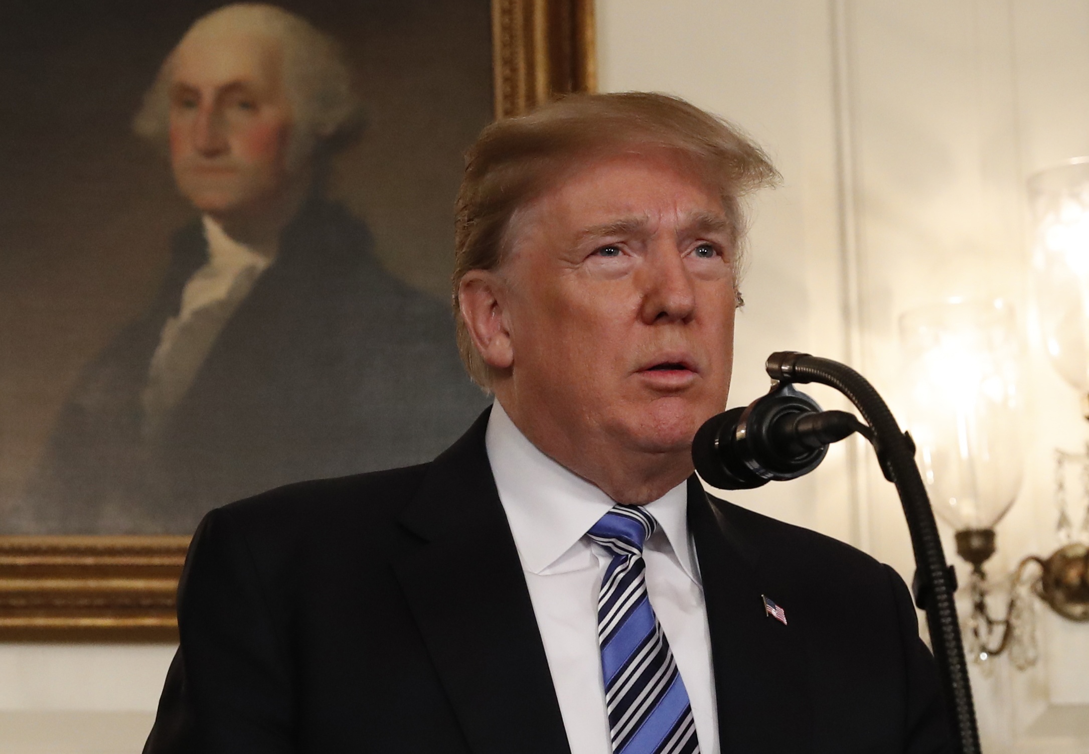 PHOTO: President Donald Trump speaks about the mass shooting at a Florida high school in a national address from the White House in Washington, Feb. 15, 2018.