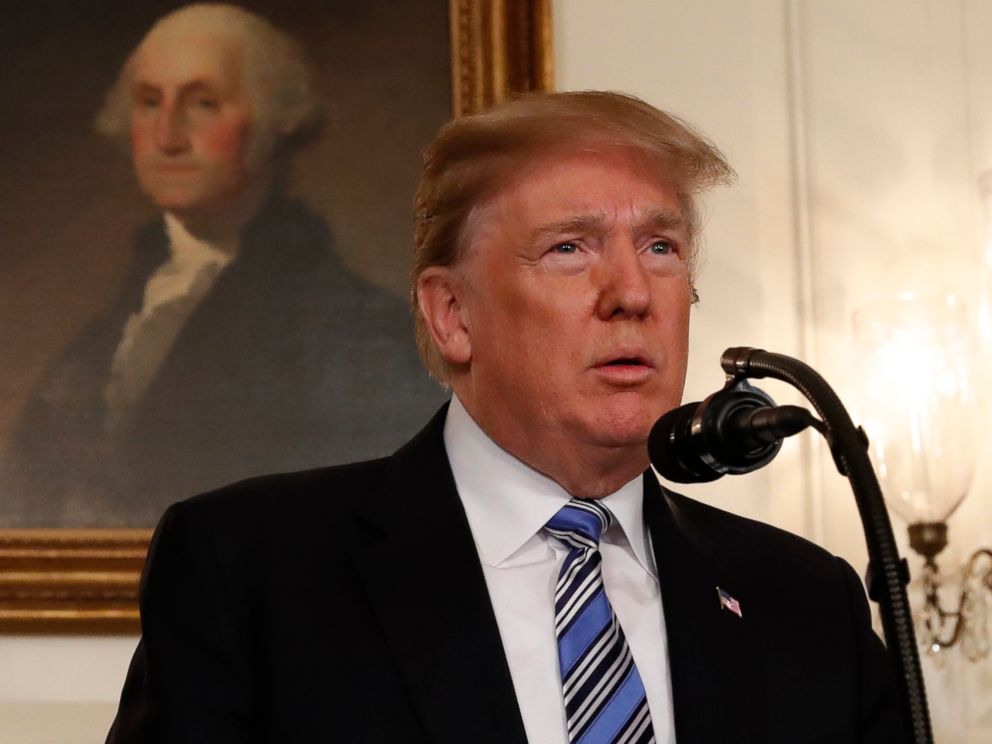 PHOTO: President Donald Trump speaks about the mass shooting at a Florida high school in a national address from the White House in Washington, Feb. 15, 2018.