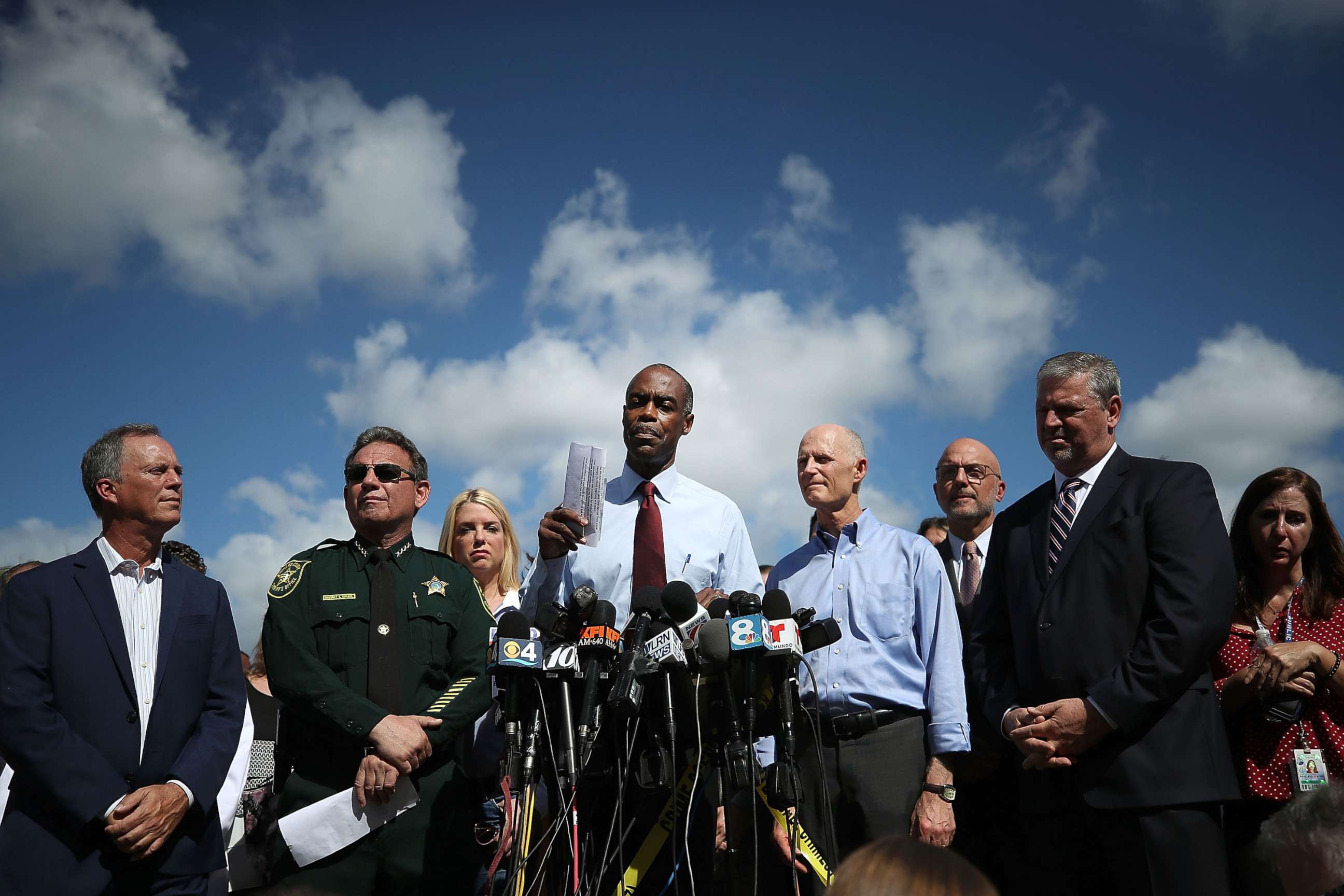 PHOTO: Broward County Superintendent of Schools, Robert W. Runcie, speaks to the media about the mass shooting at Marjory Stoneman Douglas High School where 17 people were killed, on Feb. 15, 2018, in Parkland, Fla.