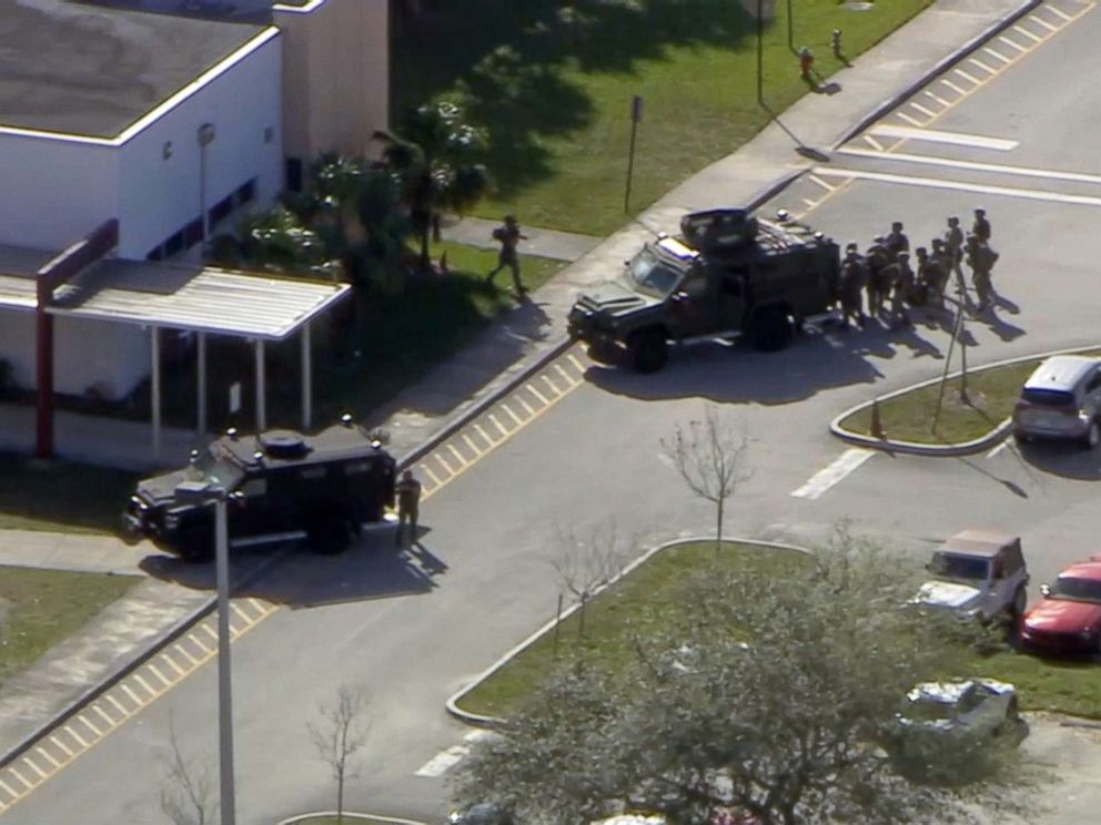 PHOTO: First responders gather after reports of a shooting at Stoneman Douglas High School in Parkland, Fla., Feb. 14, 2018.