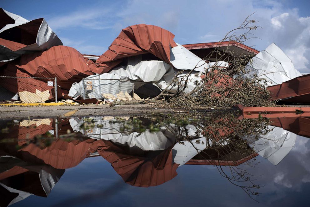 PHOTO: Upper Little Caillou Elementary School sits damaged after Hurricane Ida in Little Caillou, La., Sept. 1, 2021.