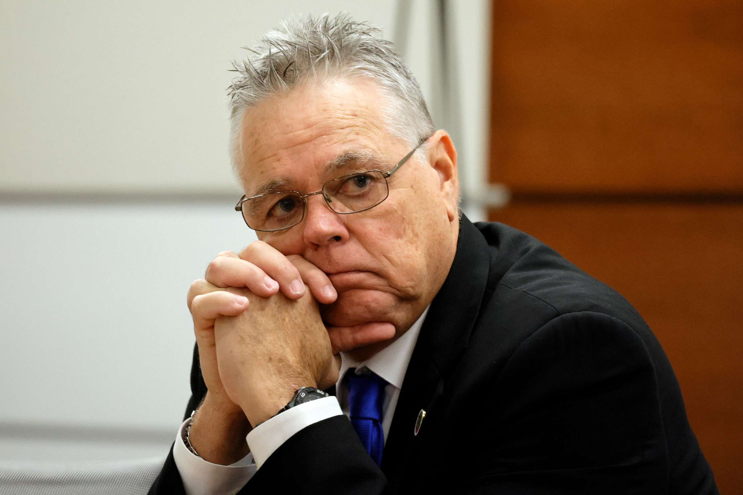 PHOTO: Former MSD School Resource Officer Scot Peterson sits at the defense table during closing arguments in his trial, June 26, 2023, at the Broward County Courthouse in Fort Lauderdale, Fla.