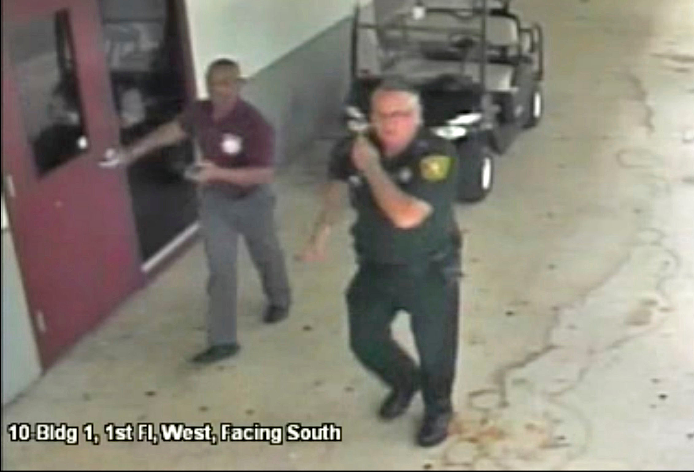 PHOTO: Then-Broward County Sheriff's Deputy Scot Peterson, assigned to Marjory Stoneman Douglas High School during the Feb. 14, 2018 shooting, is seen in an image captured from the school surveillance video released by Broward County Sheriff's Office.