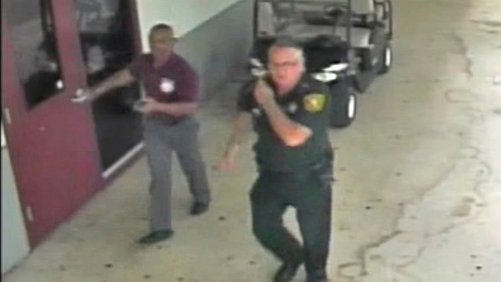 PHOTO: Then-Broward County Sheriff's Deputy Scot Peterson, assigned to Marjory Stoneman Douglas High School during the Feb. 14, 2018 shooting, is seen in an image captured from the school surveillance video released by Broward County Sheriff's Office.
