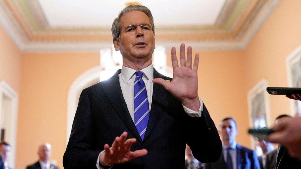 PHOTO: Treasury Secretary Scott Bessent speaks to reporters at the U.S. Capitol in Washington, June 27, 2025.