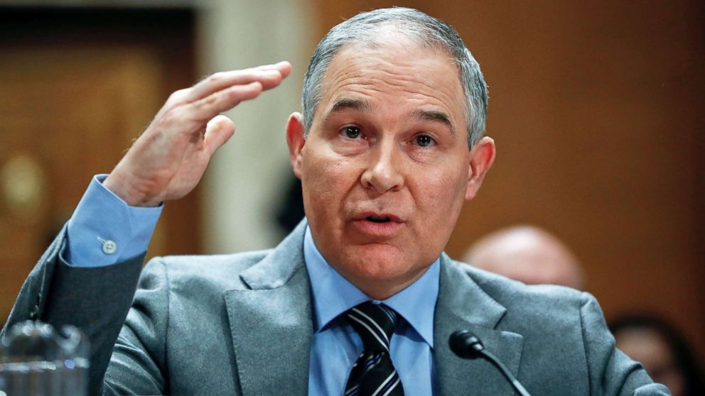 Environmental Protection Agency administrator Scott Pruitt testifies before the Senate Environment Committee on Capitol Hill in Washington, Jan. 30, 2018.