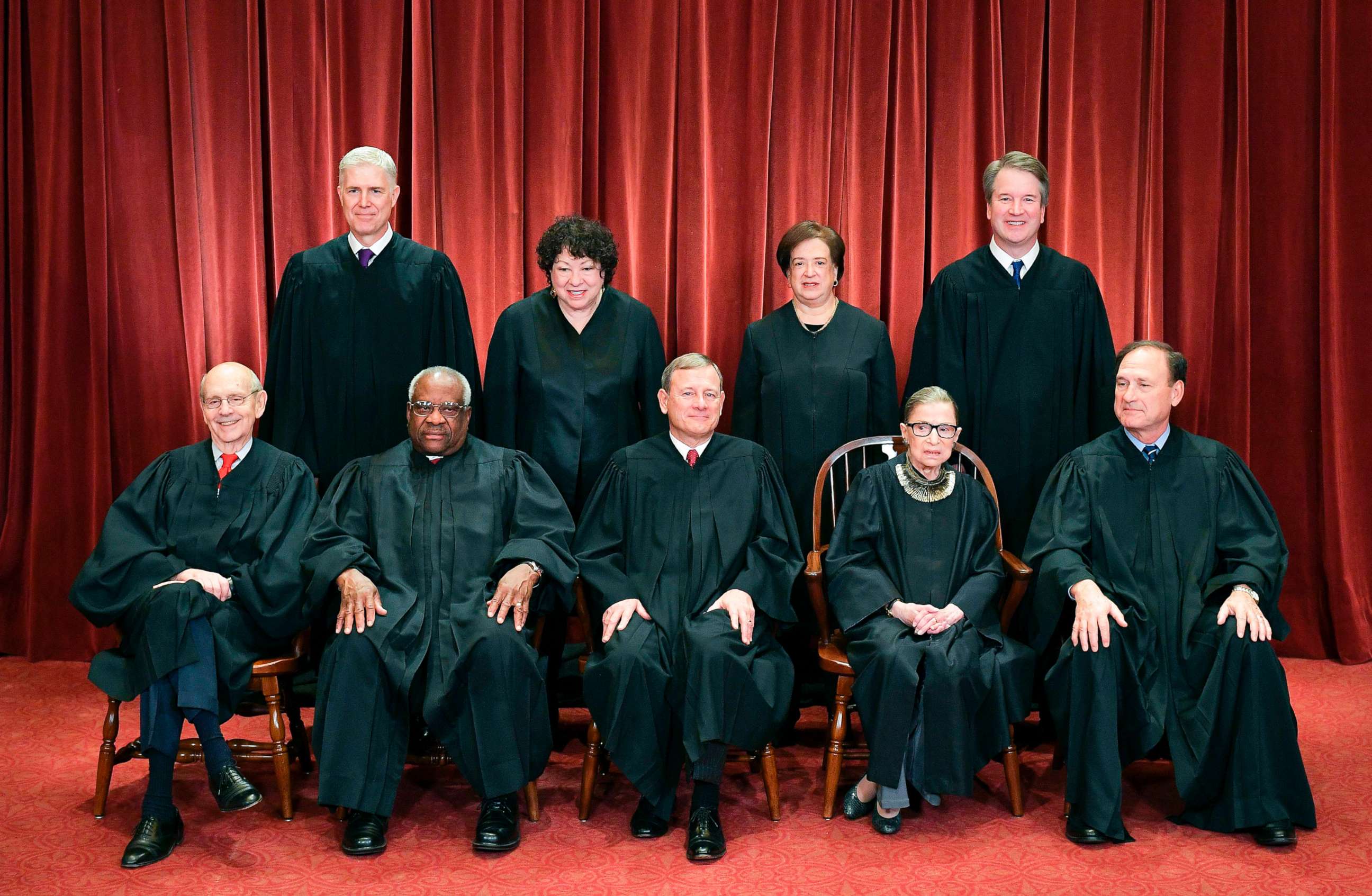 PHOTO: Justices of the U.S. Supreme Court pose for their official photo at the Supreme Court in Washington, D.C., Nov. 30, 2018.