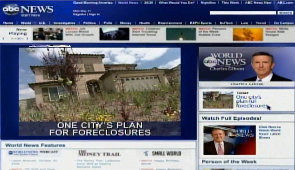 PHOTO: Homepage news content is displayed on ABCNews.com site in 2008.