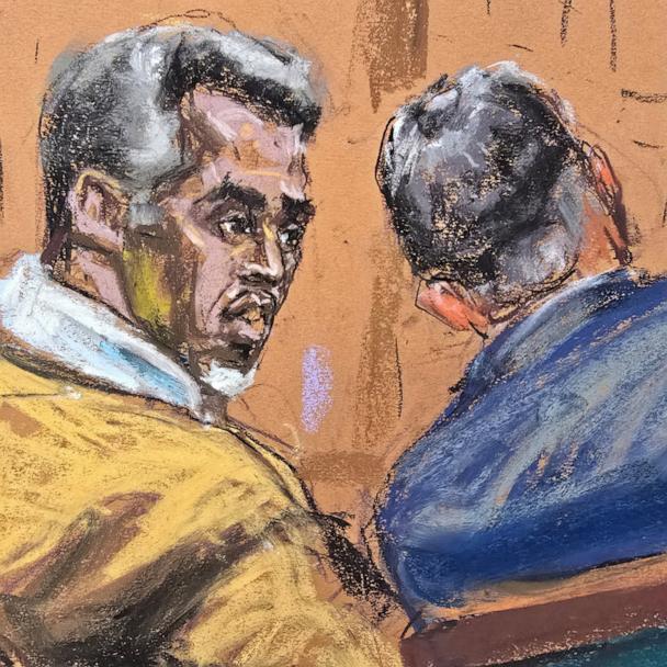 Sean "Diddy" Combs speaks with his lawyer Marc Agnifilo during Combs' sex trafficking trial in New York City, May 19, 2025 in this courtroom sketch.