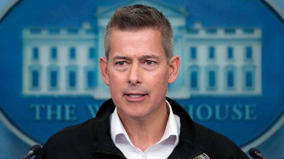 PHOTO: Transportation Secretary Sean Duffy speaks in the James Brady Press Briefing Room at the White House, Jan. 30, 2025, in Washington.