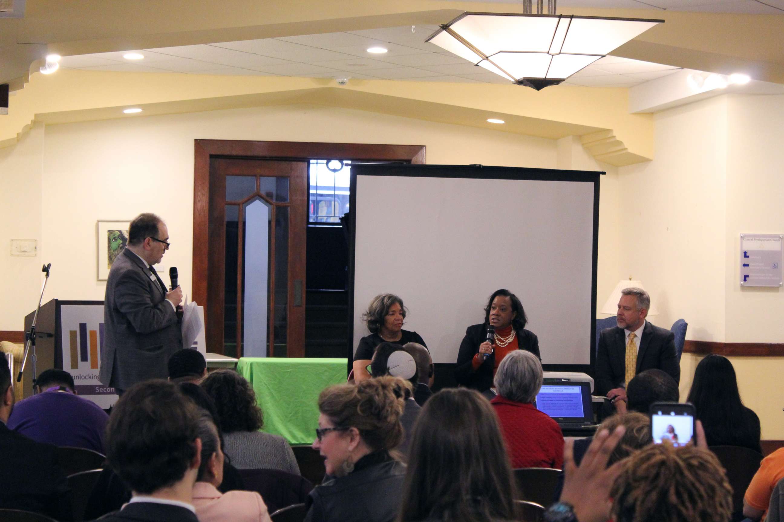 PHOTO: Doug Ammar from the Georgia Justice Project speaks to panel members during a Second Chance event, Feb. 11, 2020, in Atlanta.