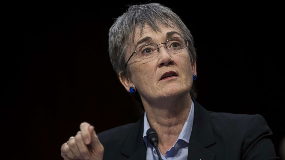 Heather Wilson, Secretary of the U.S. Air Force, testifies during a Senate Judiciary Committee hearing concerning firearm accessory regulation and enforcing federal and state reporting to the National Instant Criminal Background Check System (NICS) on Capitol Hill, Dec. 6, 2017 in Washington.