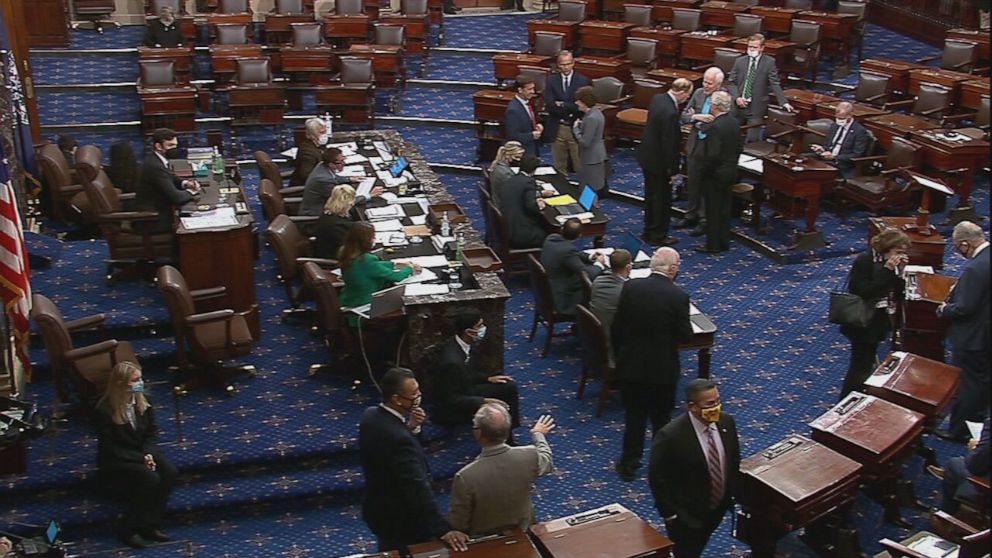 PHOTO: In this screen grab taken from video, the Senate votes to raise the debt ceiling, on Oct. 7, 2021, in Washington, D.C.