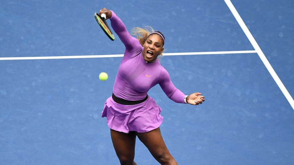PHOTO: Serena Williams of the United States returns a shot against Bianca Andreescu of Canada in the women's singles final on day thirteen of the 2019 US Open tennis tournament at USTA Billie Jean King National Tennis Center.