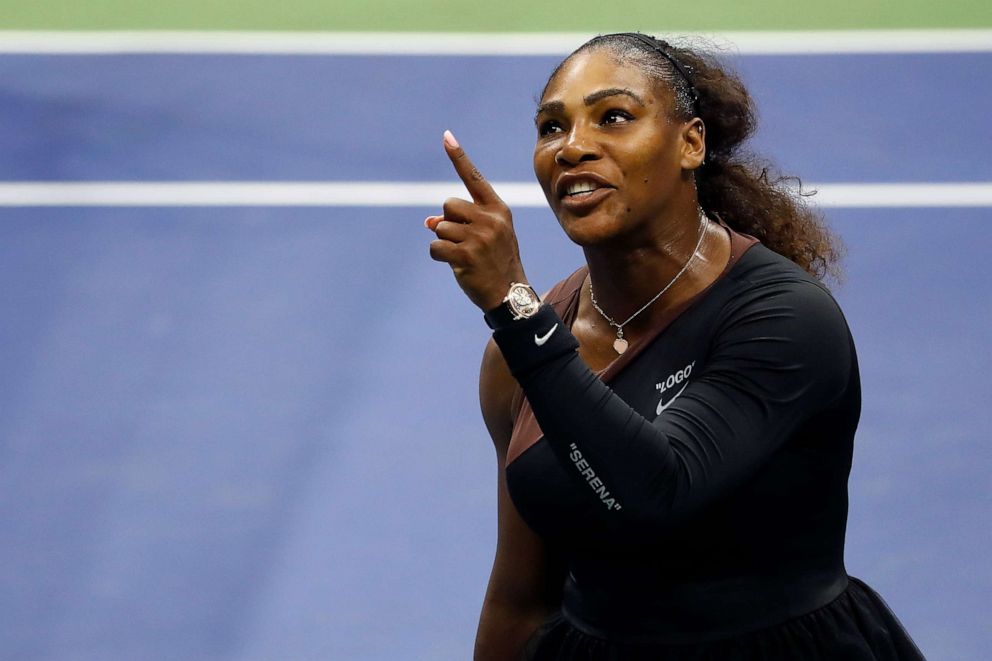 PHOTO: Serena Williams of the United States argues with umpire Carlos Ramos during her Women's Singles finals match against Naomi Osaka of Japan on Day Thirteen of the 2018 US Open.