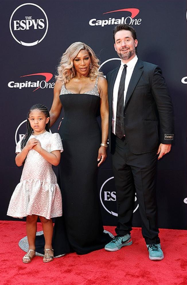 PHOTO: Alexis Olympia Ohanian Jr., Serena Williams and Alexis Ohanian attend the 2024 ESPY Awards, on July 11, 2024, in Hollywood, Calif.