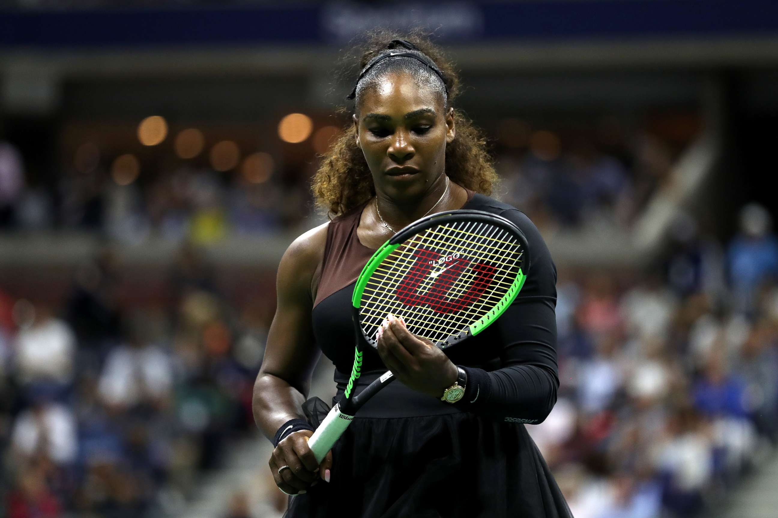 PHOTO: Serena Williams reacts during her Women's Singles finals match against Naomi Osaka at the 2018 U.S. Open in New York, Sept. 8, 2018.