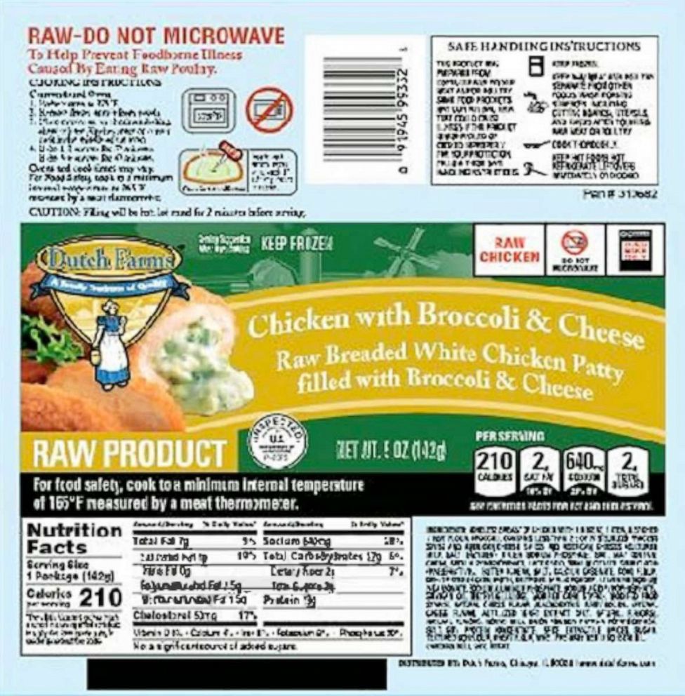 PHOTO: Serenade Foods is recalling chicken products that may be contaminated, Aug. 10, 2021.