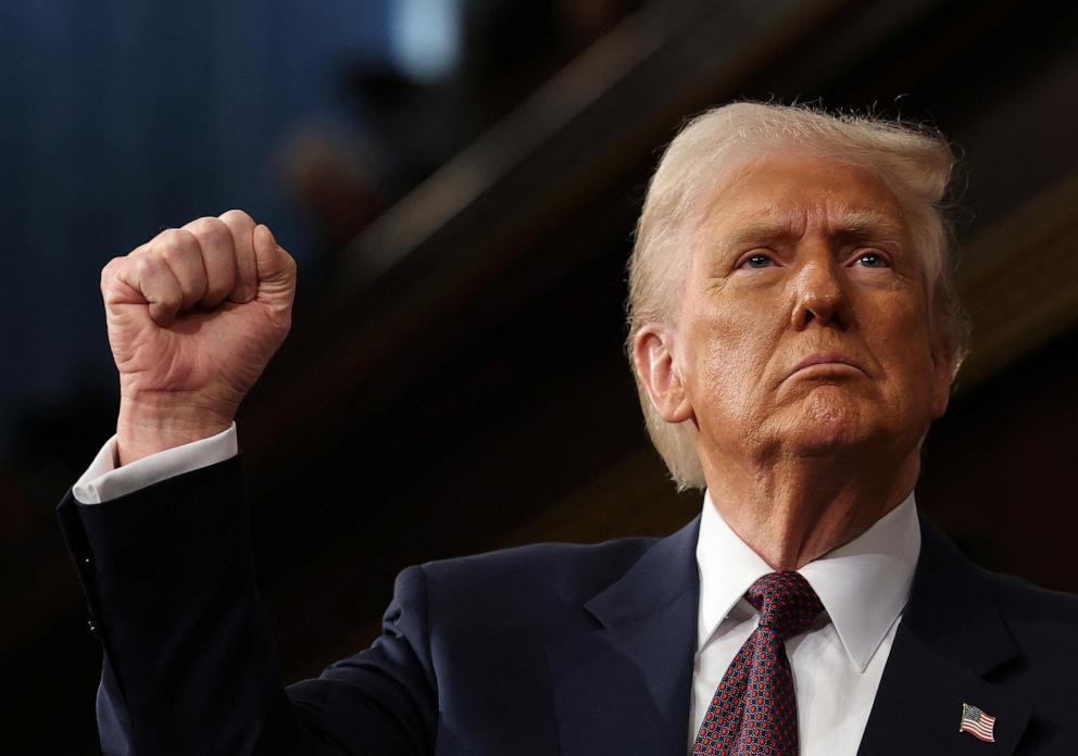 PHOTO: President Donald Trump addresses a joint session of Congress at the U.S. Capitol on Mar. 4, 2025 in Washington.