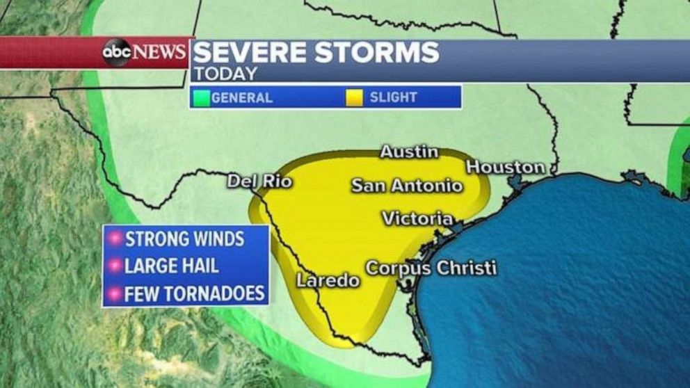 PHOTO: Severe weather, including strong winds, hail and tornadoes, are possible in southern Texas on Friday.