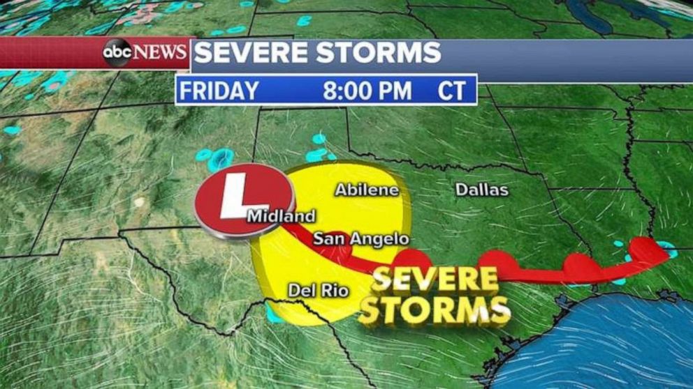 PHOTO: Severe storms are possible in central Texas on Friday night.