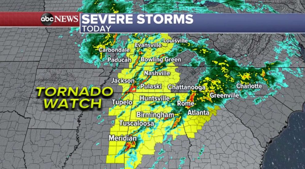 PHOTO: Severe weather is expected throughout the South on Thursday night into Friday morning.