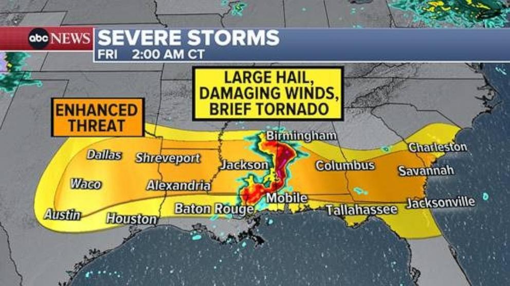 PHOTO: Severe storms remain a threat for the South.