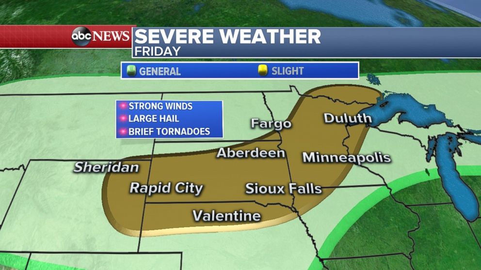   Low-risk zone may experience strong winds and hail Friday 