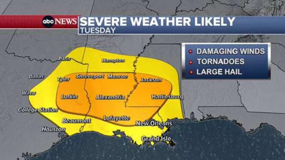 PHOTO: Severe weather likely Tuesday map