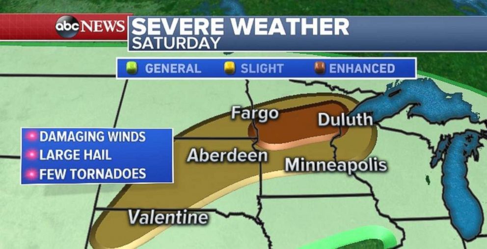 Damaging winds, hail and possibly even tornadoes are a threat for centeral Minnesota.