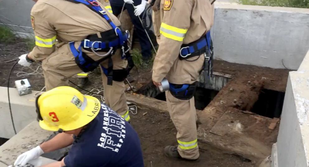 PHOTO: A 13-year-old boy was found alive on April 2, 2018, after falling through a wooden plank and being washed away into a network of drainage pipes in Los Angeles on April 1.