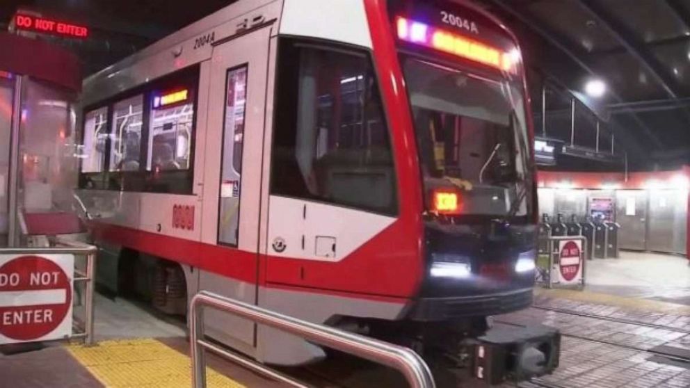 PHOTO: A woman was dragged onto the tracks by a Muni train in San Francisco on Friday, April 12, 2019, after getting stuck in a closing door. The state is now investigating the safety of the doors.