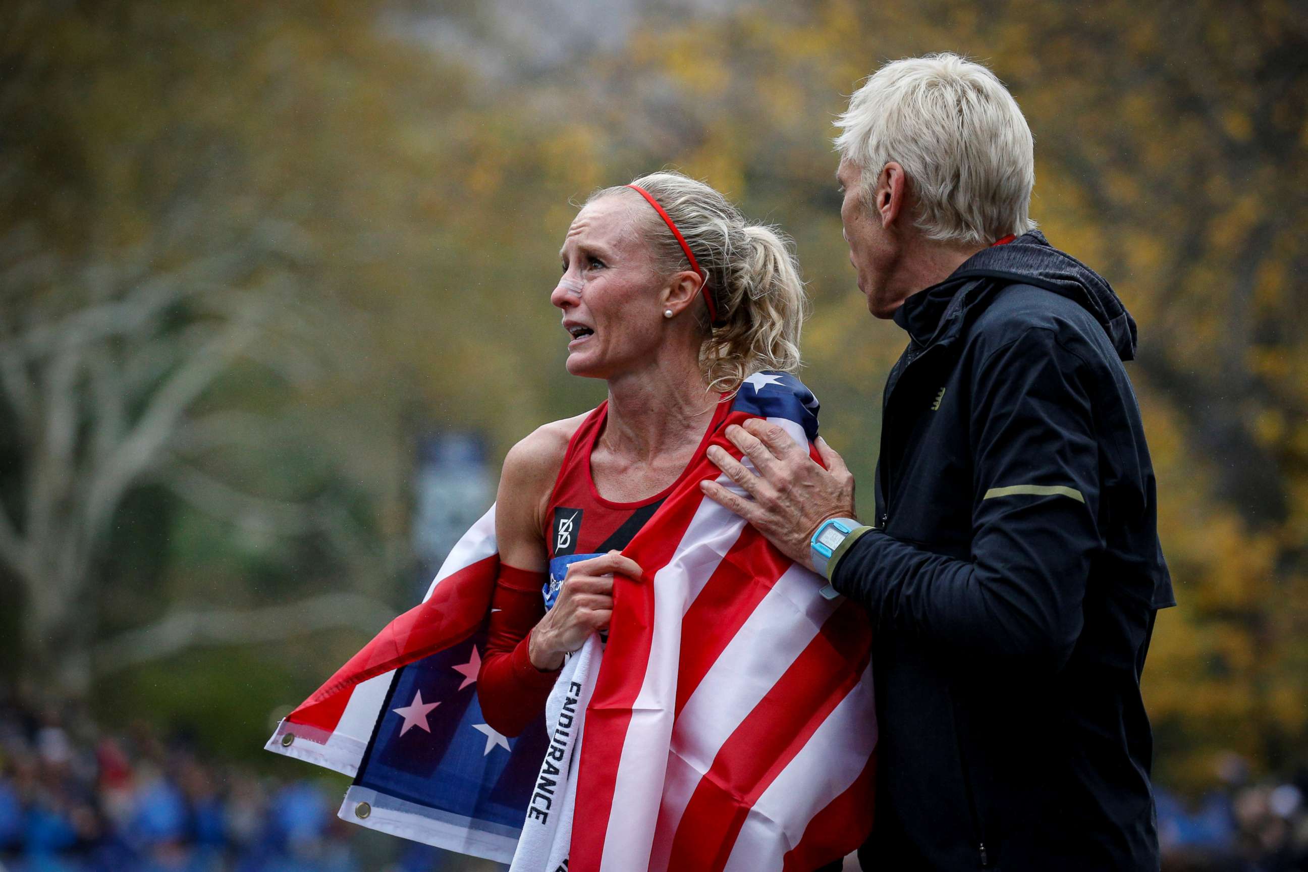 PHOTO: Shalane Flanagan of the U.S. wins the women's race of the New York City Marathon in New York, Nov. 5, 2017.